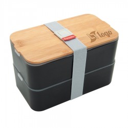 Lunchbox noire avec couvercle en bambou Mihara